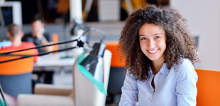 A woman at work in an office